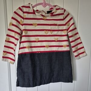 Gap Striped Red and Gold Heart Size 12-18 Months Dress